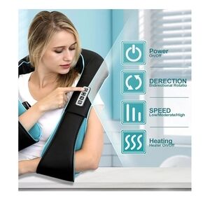 SHIATSU Heat Back Shoulder and Neck Massager - Black and Blue